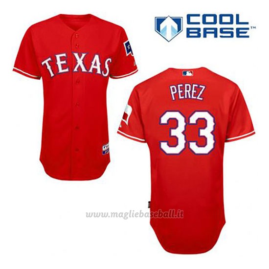 Maglia Baseball Uomo Texas Rangers Martin Perez 33 Rosso Alterner Cool Base